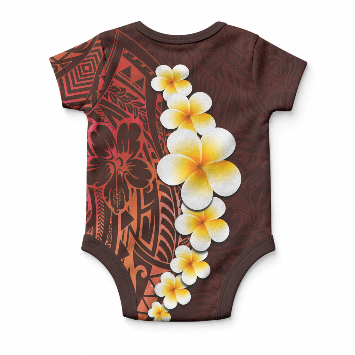 Red Tropical Plumeria With Galaxy Polynesian Art Baby Onesie