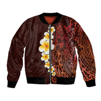 Red Tropical Plumeria With Galaxy Polynesian Art Bomber Jacket LT14 Unisex Red - Polynesian Pride