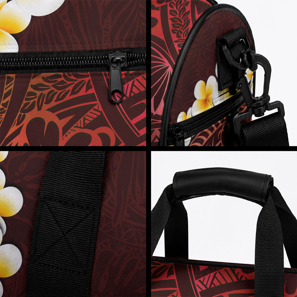 Red Tropical Plumeria With Galaxy Polynesian Art Duffle Bag
