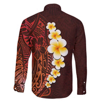 Red Tropical Plumeria With Galaxy Polynesian Art Family Matching Off Shoulder Long Sleeve Dress and Hawaiian Shirt LT14 - Polynesian Pride