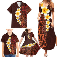 Red Tropical Plumeria With Galaxy Polynesian Art Family Matching Summer Maxi Dress and Hawaiian Shirt LT14 - Polynesian Pride
