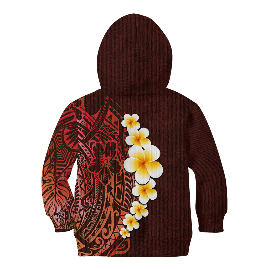 Red Tropical Plumeria With Galaxy Polynesian Art Kid Hoodie LT14 - Polynesian Pride