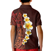 Red Tropical Plumeria With Galaxy Polynesian Art Kid Polo Shirt LT14 - Polynesian Pride
