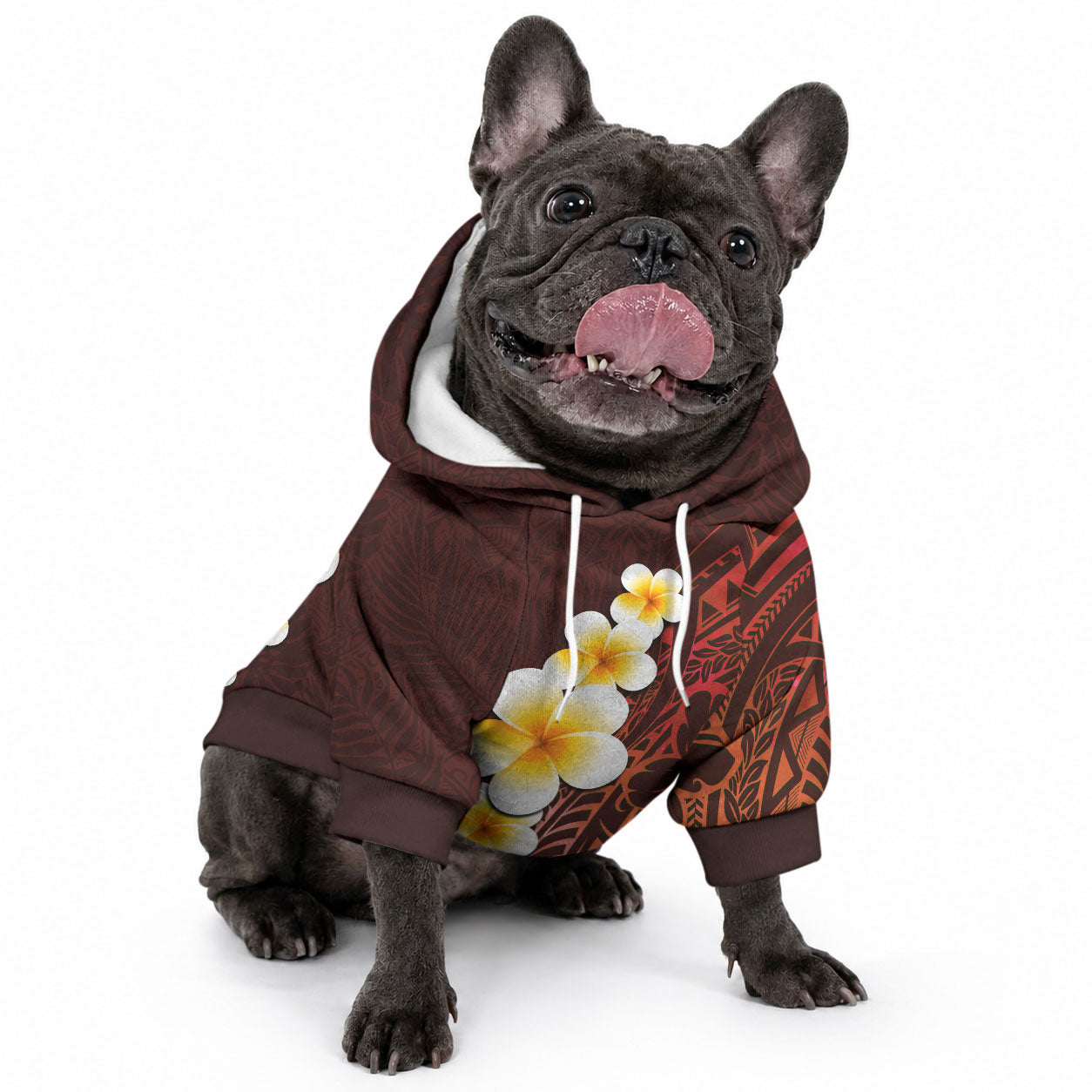 Red Tropical Plumeria With Galaxy Polynesian Art Pet Hoodie