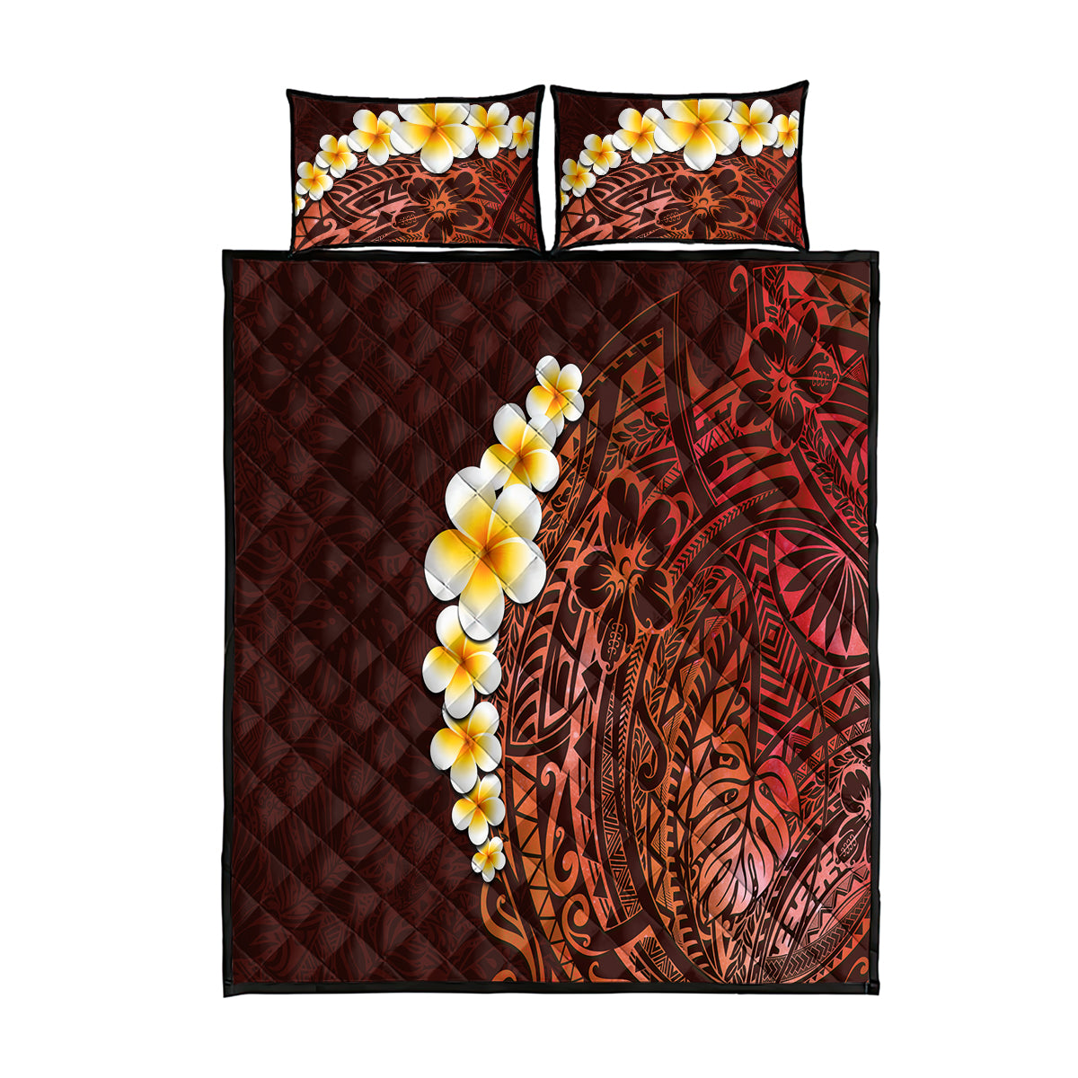 Red Tropical Plumeria With Galaxy Polynesian Art Quilt Bed Set LT14 Red - Polynesian Pride