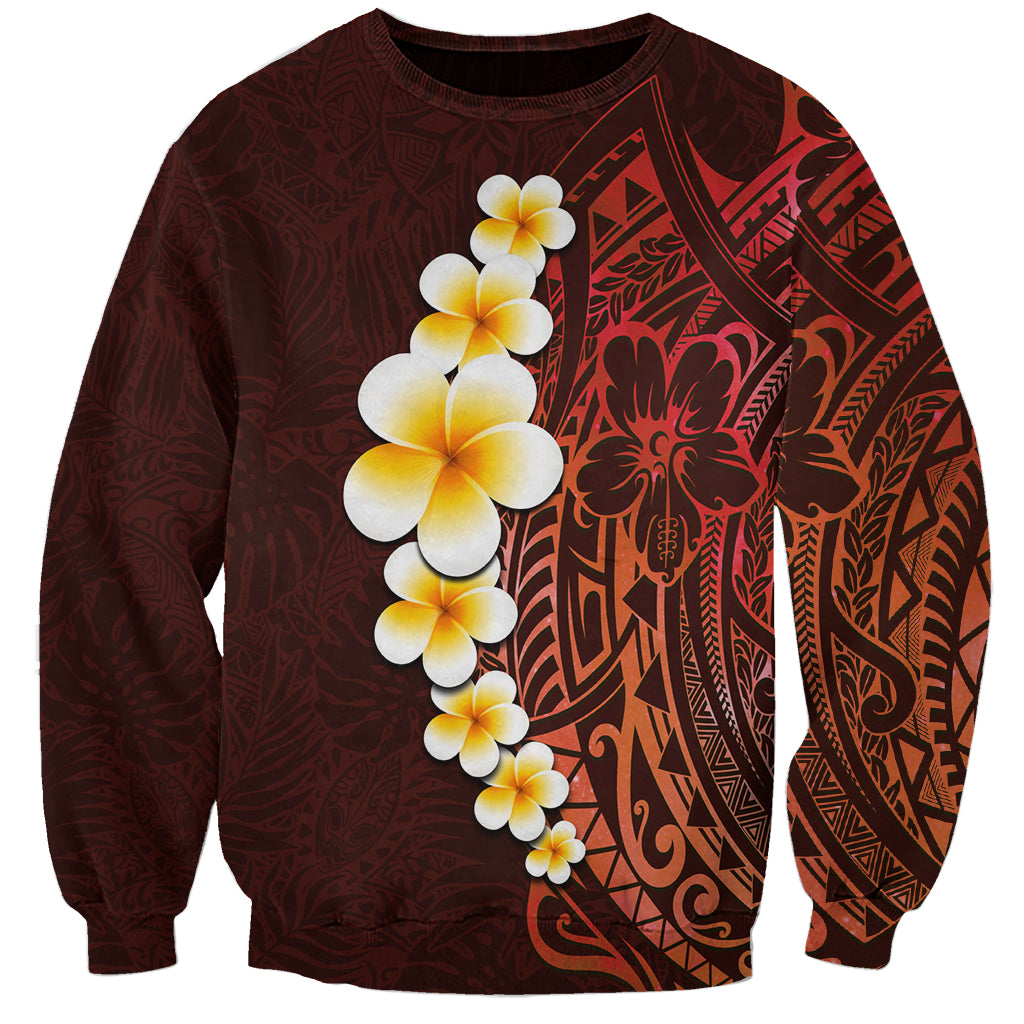 Red Tropical Plumeria With Galaxy Polynesian Art Sweatshirt LT14 Unisex Red - Polynesian Pride