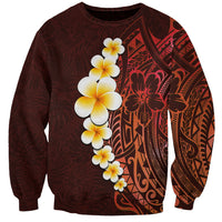 Red Tropical Plumeria With Galaxy Polynesian Art Sweatshirt LT14 Unisex Red - Polynesian Pride