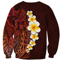 Red Tropical Plumeria With Galaxy Polynesian Art Sweatshirt LT14 - Polynesian Pride