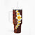 Red Tropical Plumeria With Galaxy Polynesian Art Tumbler With Handle