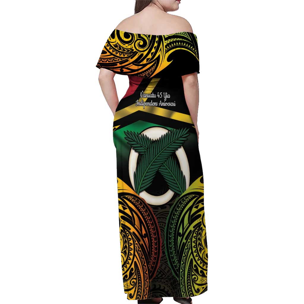 Vanuatu 1980 Family Matching Off Shoulder Maxi Dress and Hawaiian Shirt Hapi 45 Yia Indipendens Anivesari