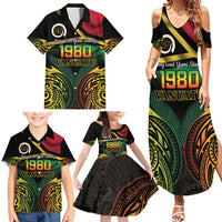 Vanuatu 1980 Family Matching Summer Maxi Dress and Hawaiian Shirt Hapi 45 Yia Indipendens Anivesari