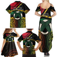 Vanuatu 1980 Family Matching Summer Maxi Dress and Hawaiian Shirt Hapi 45 Yia Indipendens Anivesari