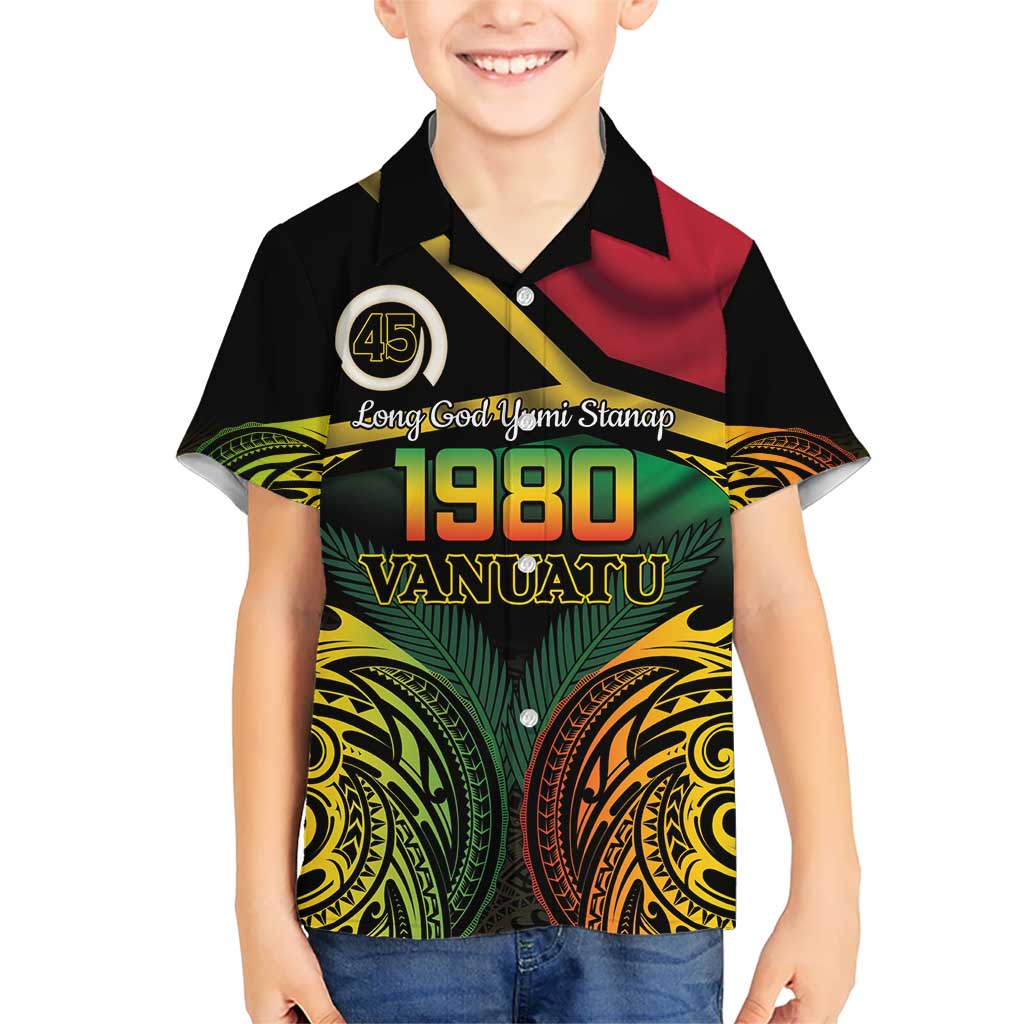 Vanuatu 1980 Hawaiian Shirt Hapi 45 Yia Indipendens Anivesari