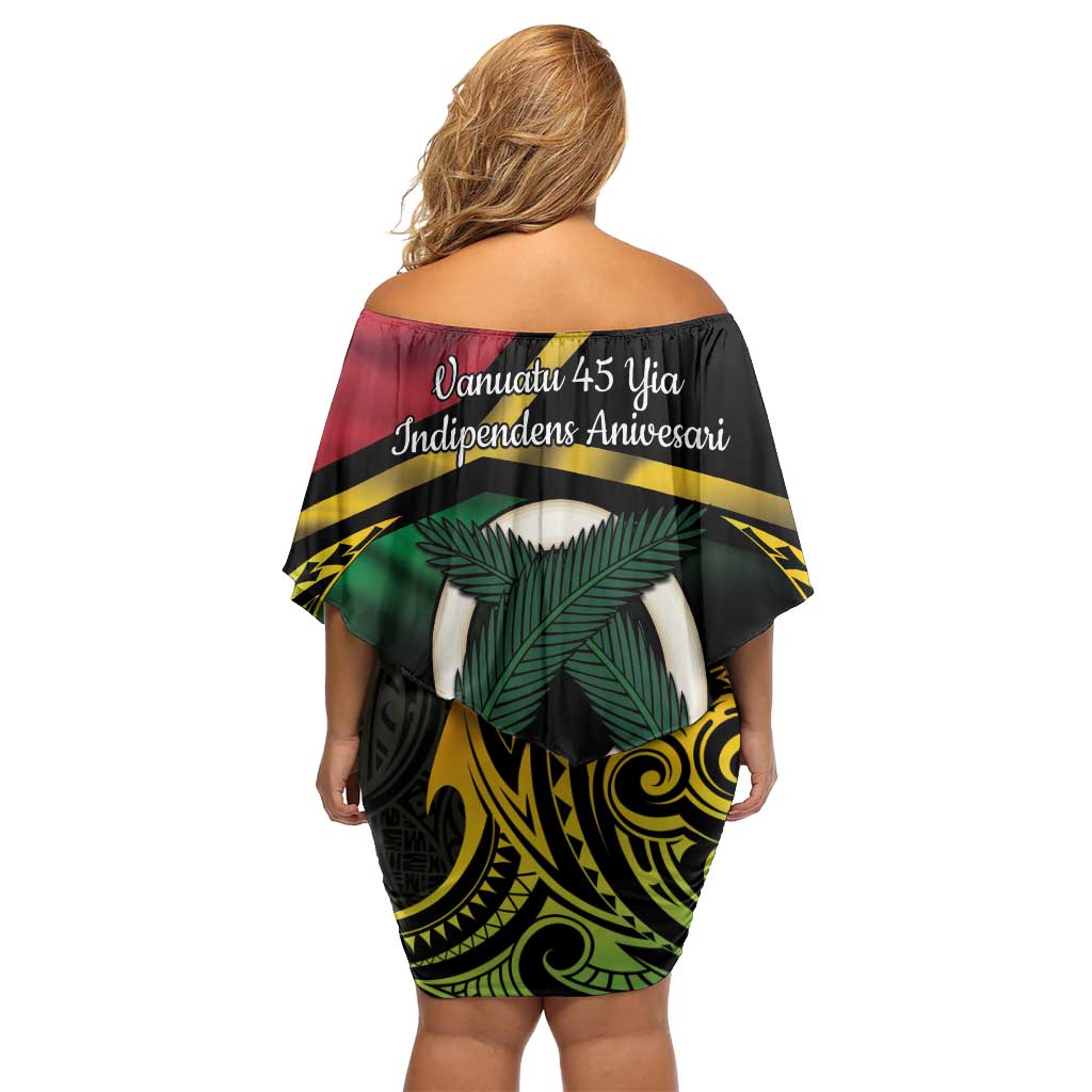 Vanuatu 1980 Off Shoulder Short Dress Hapi 45 Yia Indipendens Anivesari