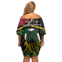 Vanuatu 1980 Off Shoulder Short Dress Hapi 45 Yia Indipendens Anivesari