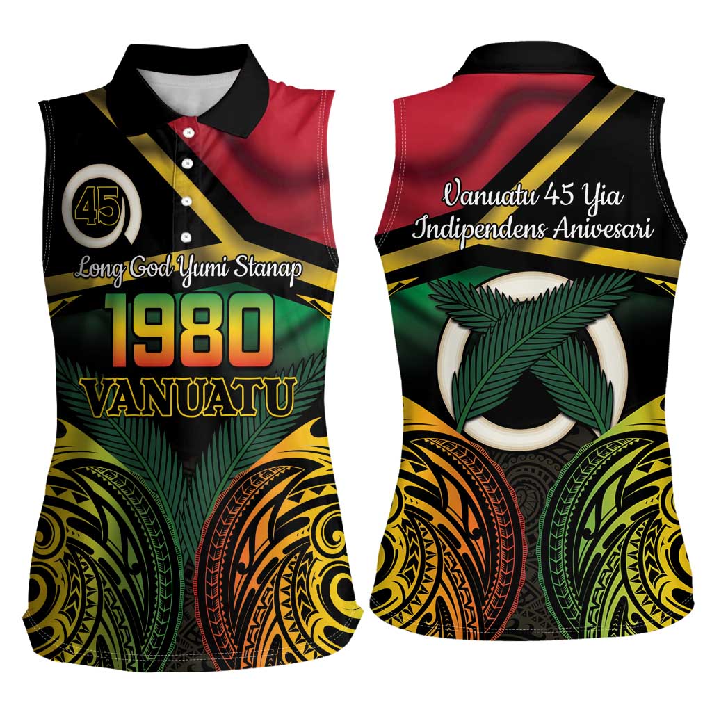 Vanuatu 1980 Women Sleeveless Polo Shirt Hapi 45 Yia Indipendens Anivesari