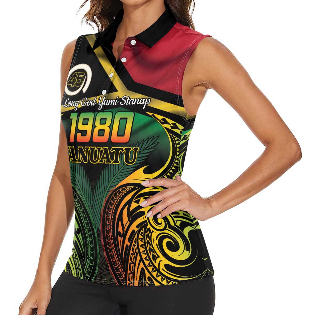 Vanuatu 1980 Women Sleeveless Polo Shirt Hapi 45 Yia Indipendens Anivesari