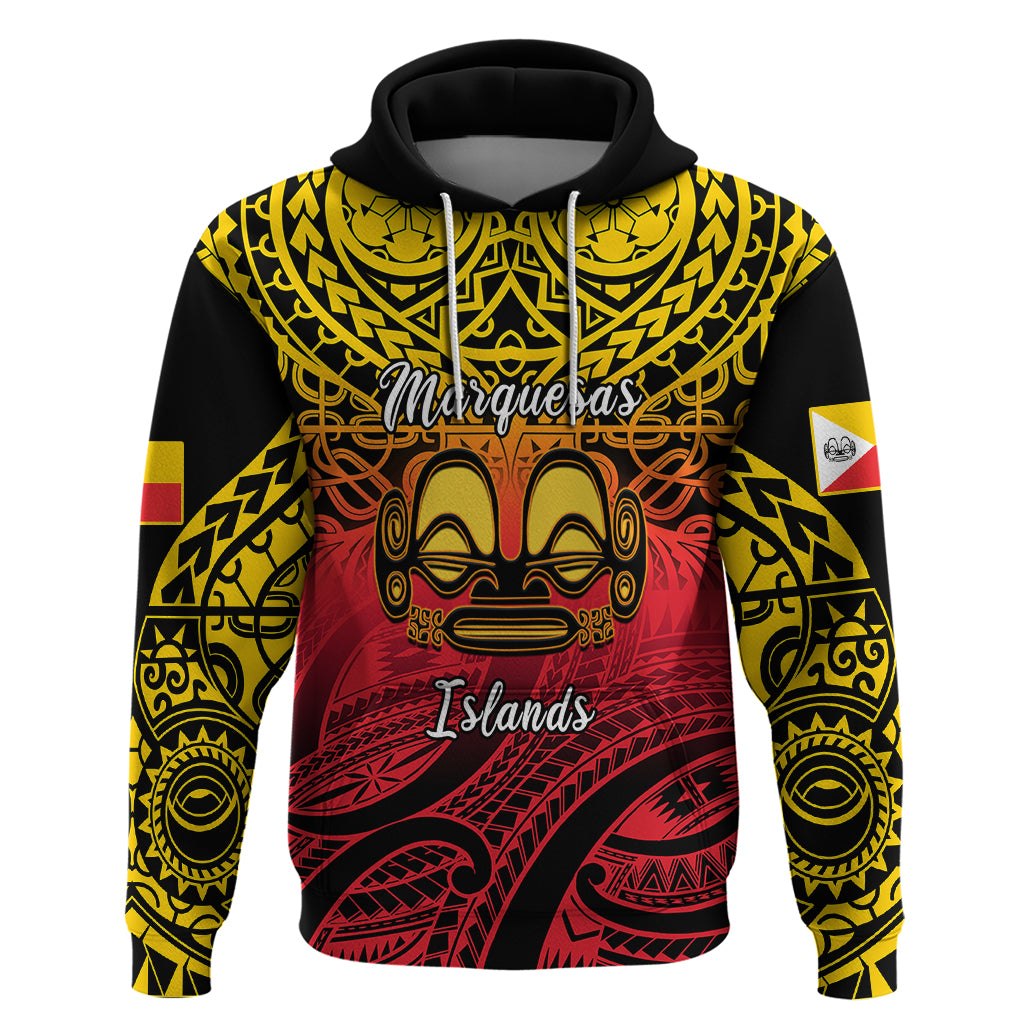 Custom Marquesas Islands Hoodie Tiki Polynesian Marquesan Pattern LT14 Pullover Hoodie Black - Polynesian Pride