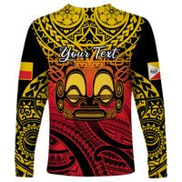 Personalised Marquesas Islands Long Sleeve Shirt Tiki Polynesian Marquesan Pattern LT14 - Polynesian Pride