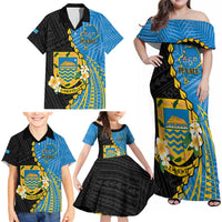 Tuvalu Independence Day Family Matching Off Shoulder Maxi Dress and Hawaiian Shirt Manuia te tutokotasi o Tuvaluan Dolphin Tattoo LT14 - Polynesian Pride