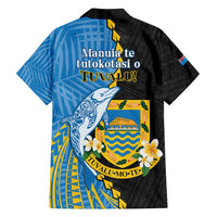 Tuvalu Independence Day Family Matching Off Shoulder Maxi Dress and Hawaiian Shirt Manuia te tutokotasi o Tuvaluan Dolphin Tattoo LT14 - Polynesian Pride
