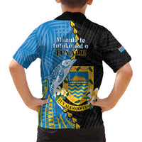 Tuvalu Independence Day Family Matching Short Sleeve Bodycon Dress and Hawaiian Shirt Manuia te tutokotasi o Tuvaluan Dolphin Tattoo LT14 - Polynesian Pride