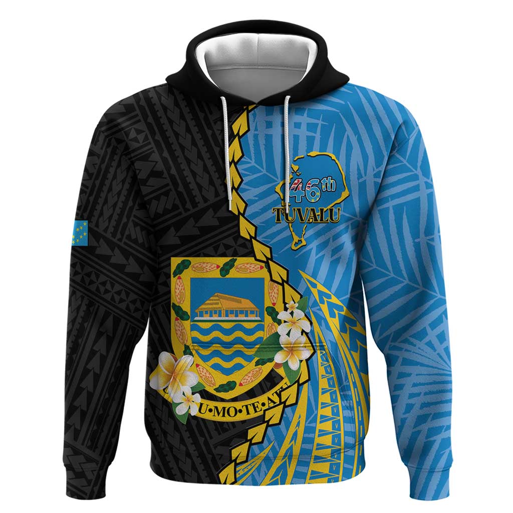 Tuvalu Independence Day Hoodie Manuia te tutokotasi o Tuvaluan Dolphin Tattoo LT14 Pullover Hoodie Blue - Polynesian Pride