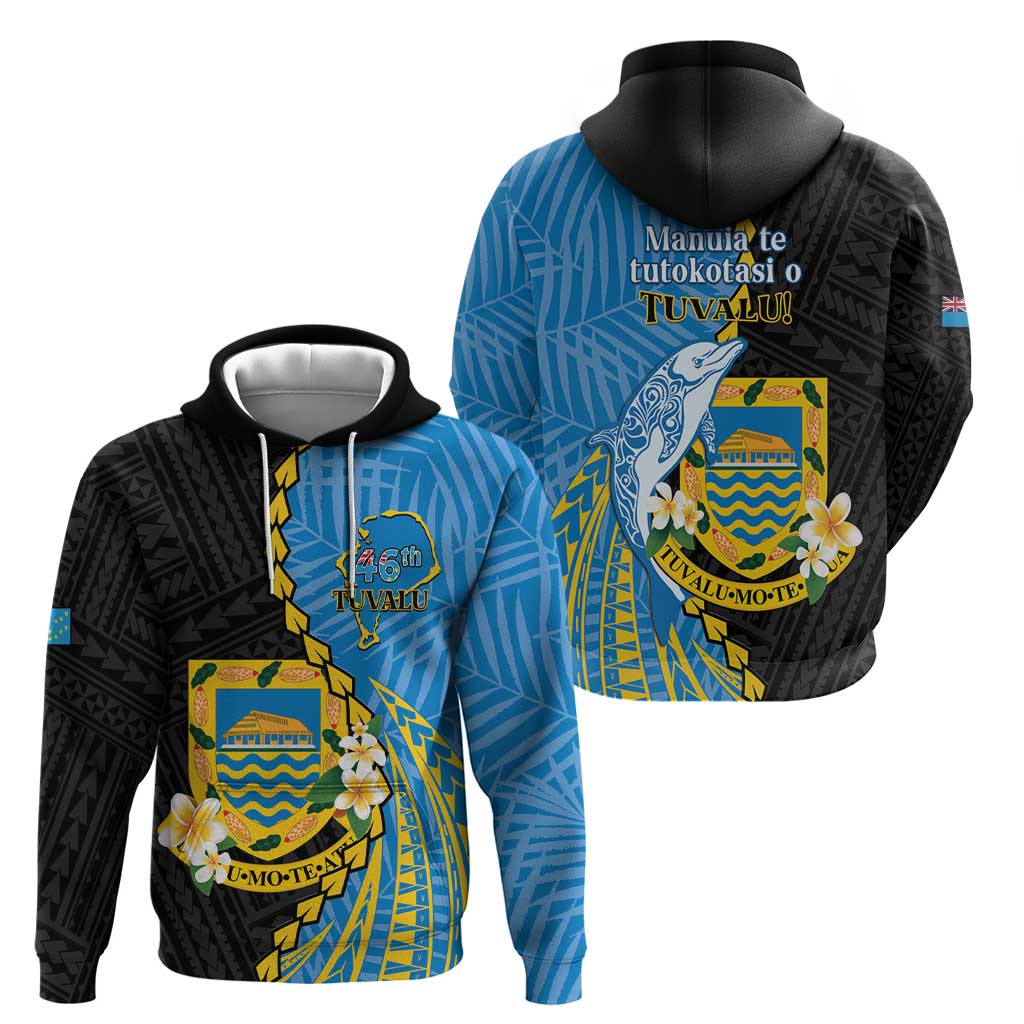 Tuvalu Independence Day Hoodie Manuia te tutokotasi o Tuvaluan Dolphin Tattoo LT14 - Polynesian Pride