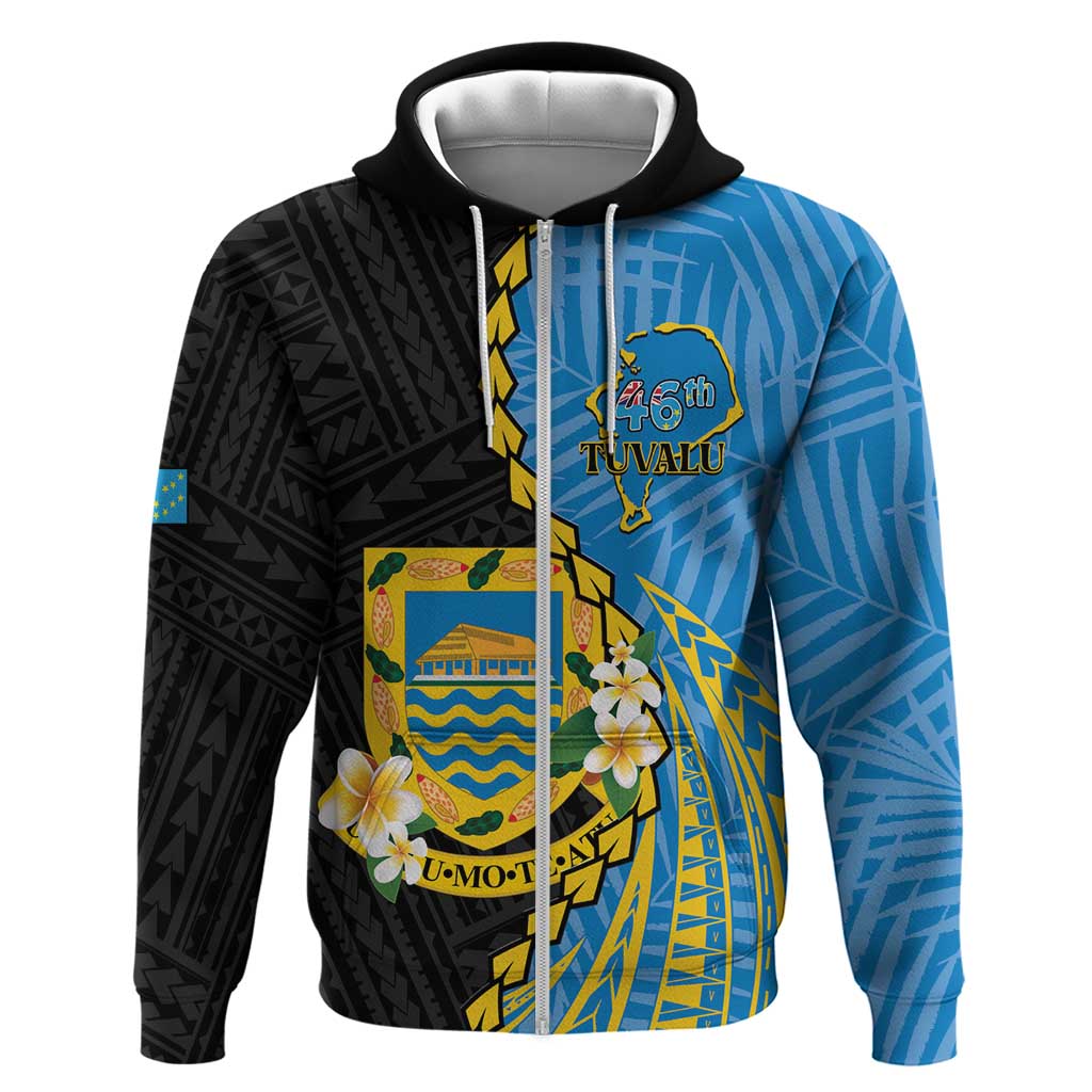 Tuvalu Independence Day Hoodie Manuia te tutokotasi o Tuvaluan Dolphin Tattoo LT14 Zip Hoodie Blue - Polynesian Pride