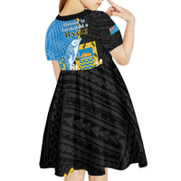 Tuvalu Independence Day Kid Short Sleeve Dress Manuia te tutokotasi o Tuvaluan Dolphin Tattoo LT14 - Polynesian Pride