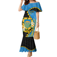 Tuvalu Independence Day Mermaid Dress Manuia te tutokotasi o Tuvaluan Dolphin Tattoo LT14 Women Blue - Polynesian Pride