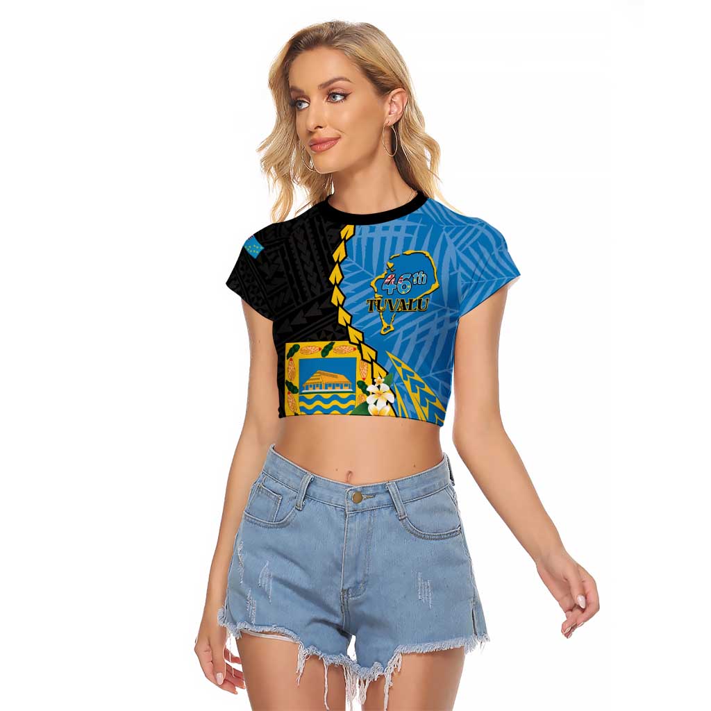 Tuvalu Independence Day Raglan Cropped T Shirt Manuia te tutokotasi o Tuvaluan Dolphin Tattoo