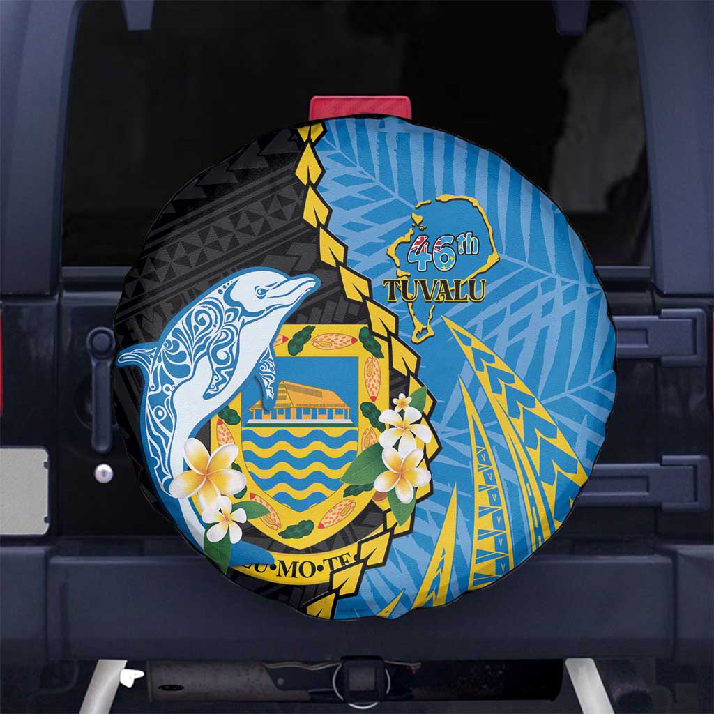 Tuvalu Independence Day Spare Tire Cover Manuia te tutokotasi o Tuvaluan Dolphin Tattoo