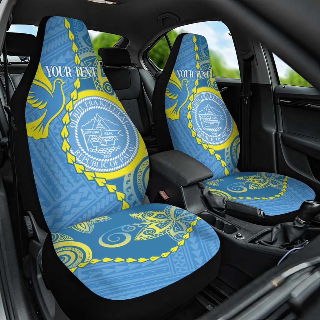 Personalised Palau Independence Day Car Seat Cover Belau Coat Of Arms Polynesian Curve Style