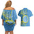 Personalised Palau Independence Day Couples Matching Off Shoulder Short Dress and Hawaiian Shirt Belau Coat Of Arms Polynesian Curve Style