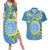 Personalised Palau Independence Day Couples Matching Summer Maxi Dress and Hawaiian Shirt Belau Coat Of Arms Polynesian Curve Style