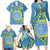 Personalised Palau Independence Day Family Matching Long Sleeve Bodycon Dress and Hawaiian Shirt Belau Coat Of Arms Polynesian Curve Style