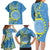 Personalised Palau Independence Day Family Matching Long Sleeve Bodycon Dress and Hawaiian Shirt Belau Coat Of Arms Polynesian Curve Style