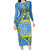 Personalised Palau Independence Day Family Matching Long Sleeve Bodycon Dress and Hawaiian Shirt Belau Coat Of Arms Polynesian Curve Style