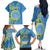 Personalised Palau Independence Day Family Matching Off The Shoulder Long Sleeve Dress and Hawaiian Shirt Belau Coat Of Arms Polynesian Curve Style