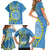 Personalised Palau Independence Day Family Matching Short Sleeve Bodycon Dress and Hawaiian Shirt Belau Coat Of Arms Polynesian Curve Style