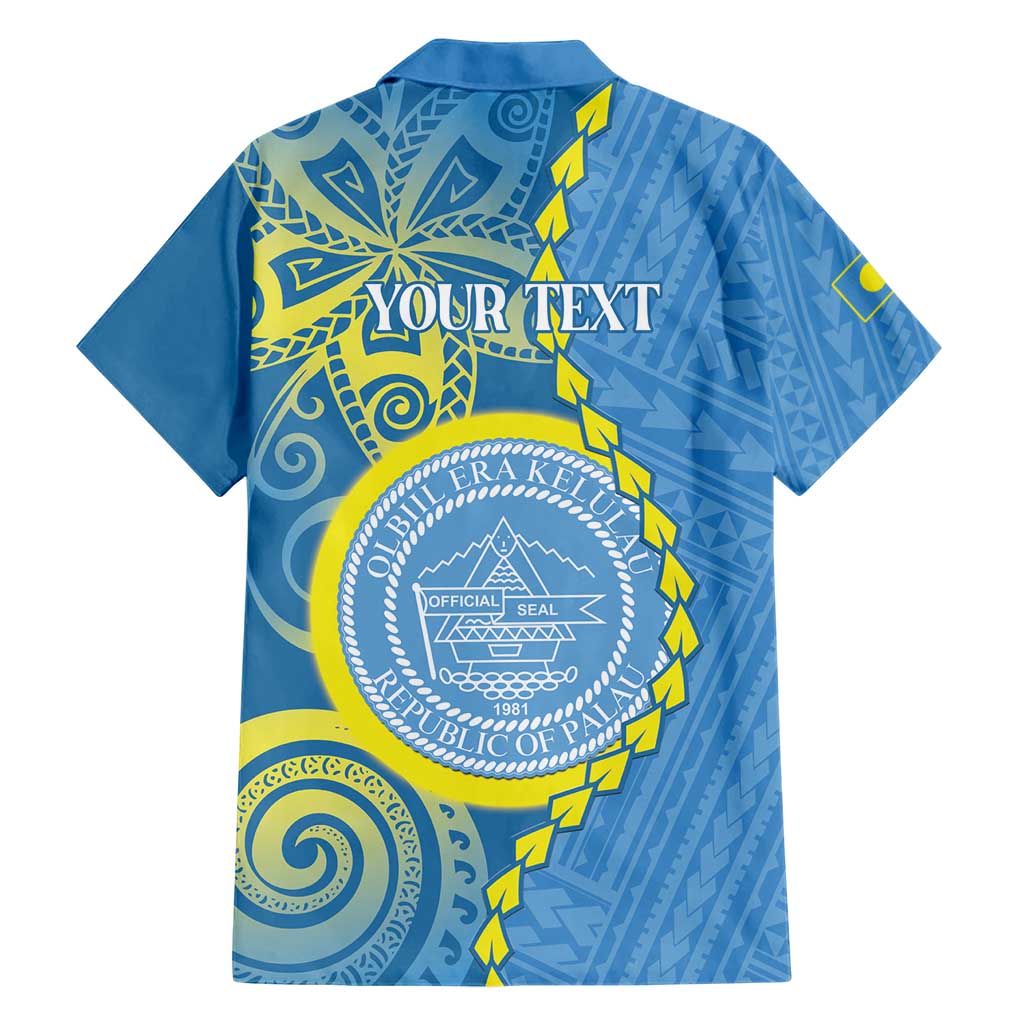 Personalised Palau Independence Day Hawaiian Shirt Belau Coat Of Arms Polynesian Curve Style