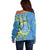 Personalised Palau Independence Day Off Shoulder Sweater Belau Coat Of Arms Polynesian Curve Style