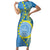 Personalised Palau Independence Day Short Sleeve Bodycon Dress Belau Coat Of Arms Polynesian Curve Style