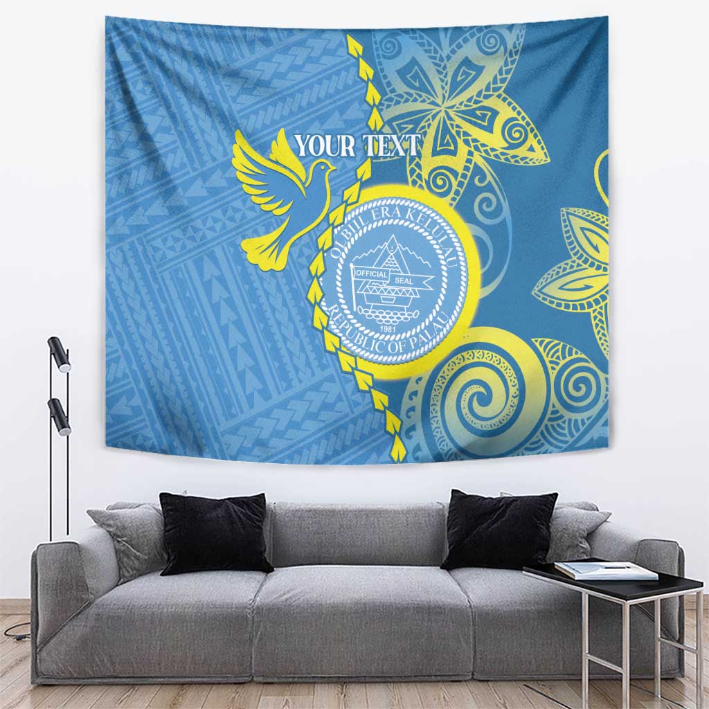 Personalised Palau Independence Day Tapestry Belau Coat Of Arms Polynesian Curve Style