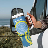 Personalised Palau Independence Day Tumbler With Handle Belau Coat Of Arms Polynesian Curve Style LT14 - Polynesian Pride
