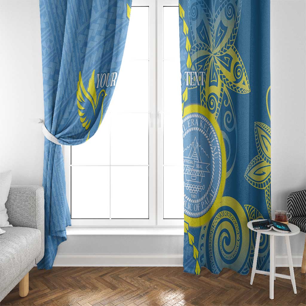Personalised Palau Independence Day Window Curtain Belau Coat Of Arms Polynesian Curve Style