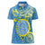 Personalised Palau Independence Day Women Polo Shirt Belau Coat Of Arms Polynesian Curve Style