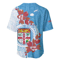 Personalised Fiji Day Baseball Jersey Fijian Tapa Pattern Mix Tagimoucia - Blue Version