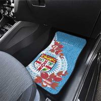 Personalised Fiji Day Car Mats Fijian Tapa Pattern Mix Tagimoucia - Blue Version